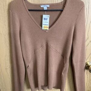 Bar III Tan V-Neck Sweater